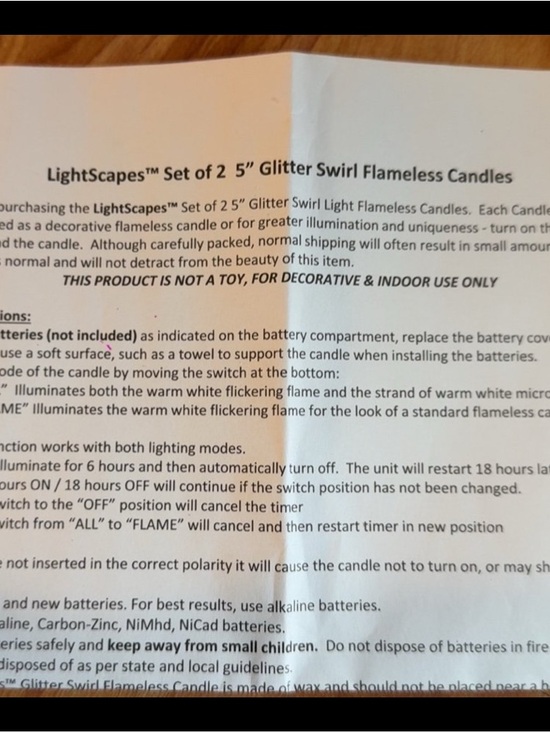 lightscapes Other - Set of 2 White Glitter Swirl Flameless Candles